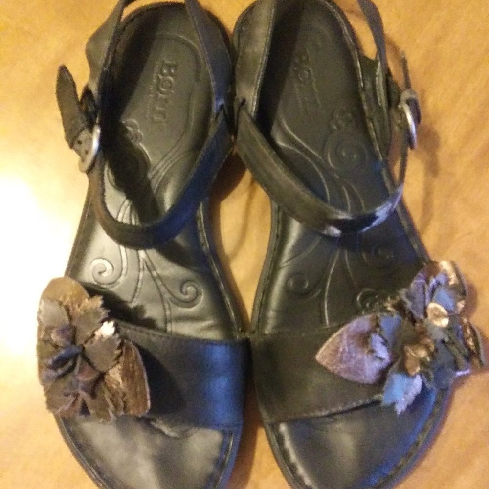 Born Black/Taupe Leather Sandals